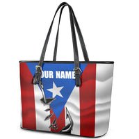 Puerto Rico Fishing Leather Tote Bag Fish Hook Flag PR Custom Name - Wonder Print Shop