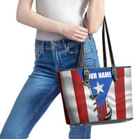 Puerto Rico Fishing Leather Tote Bag Fish Hook Flag PR Custom Name - Wonder Print Shop
