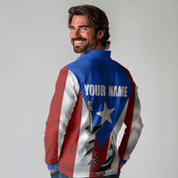 Puerto Rico Fishing Long Sleeve Polo Shirt Fish Hook Flag PR Custom Name - Wonder Print Shop