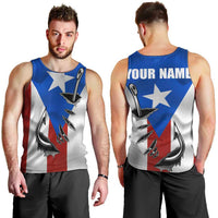 Puerto Rico Fishing Men Tank Top Fish Hook Flag PR Custom Name - Wonder Print Shop