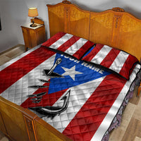 Puerto Rico Fishing Quilt Bed Set Fish Hook Flag PR Custom Name - Wonder Print Shop