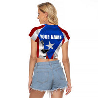Puerto Rico Fishing Raglan Cropped T Shirt Fish Hook Flag PR Custom Name - Wonder Print Shop