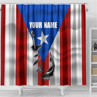 Puerto Rico Fishing Shower Curtain Fish Hook Flag PR Custom Name - Wonder Print Shop