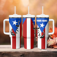 Puerto Rico Fishing Tumbler With Handle Fish Hook Flag PR Custom Name - Wonder Print Shop