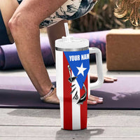 Puerto Rico Fishing Tumbler With Handle Fish Hook Flag PR Custom Name - Wonder Print Shop