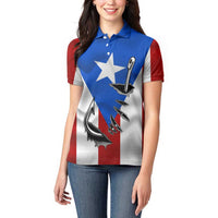 Puerto Rico Fishing Women Polo Shirt Fish Hook Flag PR Custom Name - Wonder Print Shop