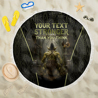 Personalized Muscular Goblin Weightlifting Beach Blanket Pain For Growth Dark Fantasy Gym Graphic