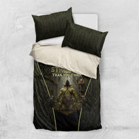 Personalized Muscular Goblin Weightlifting Bedding Set Pain For Growth Dark Fantasy Gym Graphic