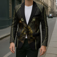 Personalized Muscular Goblin Weightlifting Blazer Pain For Growth Dark Fantasy Gym Graphic