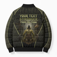 Personalized Muscular Goblin Weightlifting Bomber Puffer Jacket Pain For Growth Dark Fantasy Gym Graphic