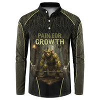 Personalized Muscular Goblin Weightlifting Button Sweatshirt Pain For Growth Dark Fantasy Gym Graphic