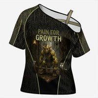 Personalized Muscular Goblin Weightlifting Cross Shoulder Shirt Pain For Growth Dark Fantasy Gym Graphic