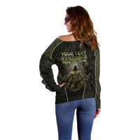 Personalized Muscular Goblin Weightlifting Off Shoulder Sweater Pain For Growth Dark Fantasy Gym Graphic
