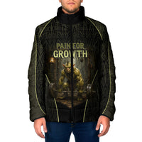Personalized Muscular Goblin Weightlifting Padded Jacket Pain For Growth Dark Fantasy Gym Graphic