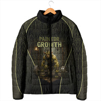Personalized Muscular Goblin Weightlifting Padded Jacket Pain For Growth Dark Fantasy Gym Graphic