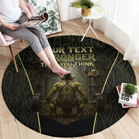 Personalized Muscular Goblin Weightlifting Round Carpet Pain For Growth Dark Fantasy Gym Graphic