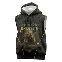 Personalized Muscular Goblin Weightlifting Sleeveless Hoodie Pain For Growth Dark Fantasy Gym Graphic