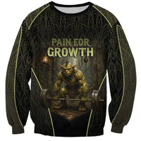 Personalized Muscular Goblin Weightlifting Sweatshirt Pain For Growth Dark Fantasy Gym Graphic