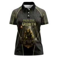 Personalized Muscular Goblin Weightlifting Women Polo Shirt Pain For Growth Dark Fantasy Gym Graphic