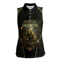 Personalized Muscular Goblin Weightlifting Women Sleeveless Polo Shirt Pain For Growth Dark Fantasy Gym Graphic