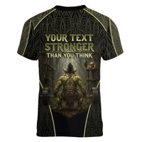 Personalized Muscular Goblin Weightlifting Women V-Neck T-Shirt Pain For Growth Dark Fantasy Gym Graphic
