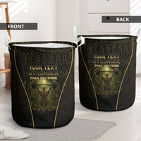 Personalized Muscular Cat Weightlifting Laundry Basket Pain For Growth Dark Fantasy Gym Graphic
