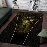 Personalized Muscular Cat Weightlifting Area Rug Pain For Growth Dark Fantasy Gym Graphic