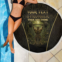 Personalized Muscular Cat Weightlifting Beach Blanket Pain For Growth Dark Fantasy Gym Graphic