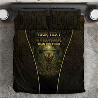 Personalized Muscular Cat Weightlifting Bedding Set Pain For Growth Dark Fantasy Gym Graphic