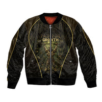 Personalized Muscular Cat Weightlifting Bomber Jacket Pain For Growth Dark Fantasy Gym Graphic