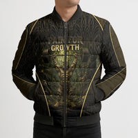 Personalized Muscular Cat Weightlifting Bomber Puffer Jacket Pain For Growth Dark Fantasy Gym Graphic