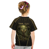 Personalized Muscular Cat Weightlifting Kid T Shirt Pain For Growth Dark Fantasy Gym Graphic