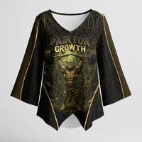 Personalized Muscular Cat Weightlifting Kimono Sleeve Blouse Pain For Growth Dark Fantasy Gym Graphic