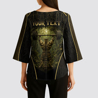 Personalized Muscular Cat Weightlifting Kimono Sleeve Blouse Pain For Growth Dark Fantasy Gym Graphic