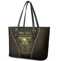 Personalized Muscular Cat Weightlifting Leather Tote Bag Pain For Growth Dark Fantasy Gym Graphic