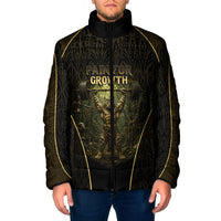 Personalized Muscular Cat Weightlifting Padded Jacket Pain For Growth Dark Fantasy Gym Graphic
