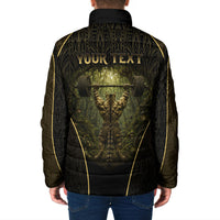 Personalized Muscular Cat Weightlifting Padded Jacket Pain For Growth Dark Fantasy Gym Graphic