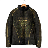 Personalized Muscular Cat Weightlifting Padded Jacket Pain For Growth Dark Fantasy Gym Graphic