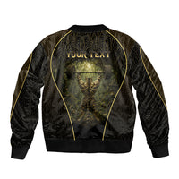 Personalized Muscular Cat Weightlifting Sleeve Zip Bomber Jacket Pain For Growth Dark Fantasy Gym Graphic