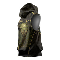 Personalized Muscular Cat Weightlifting Sleeveless Hoodie Pain For Growth Dark Fantasy Gym Graphic