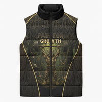 Personalized Muscular Cat Weightlifting Sleeveless Puffer Jacket Pain For Growth Dark Fantasy Gym Graphic