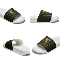 Personalized Muscular Cat Weightlifting Slide Sandals Pain For Growth Dark Fantasy Gym Graphic