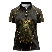 Personalized Muscular Cat Weightlifting Women Polo Shirt Pain For Growth Dark Fantasy Gym Graphic