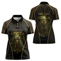Personalized Muscular Cat Weightlifting Women Polo Shirt Pain For Growth Dark Fantasy Gym Graphic
