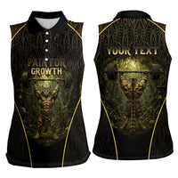 Personalized Muscular Cat Weightlifting Women Sleeveless Polo Shirt Pain For Growth Dark Fantasy Gym Graphic