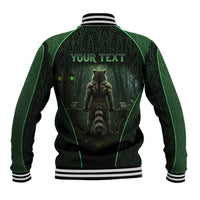 Personalized Muscular Raccoon Weightlifting Baseball Jacket Pain For Growth Dark Fantasy Gym Graphic