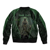 Personalized Muscular Raccoon Weightlifting Bomber Jacket Pain For Growth Dark Fantasy Gym Graphic