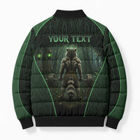 Personalized Muscular Raccoon Weightlifting Bomber Puffer Jacket Pain For Growth Dark Fantasy Gym Graphic