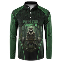 Personalized Muscular Raccoon Weightlifting Button Sweatshirt Pain For Growth Dark Fantasy Gym Graphic