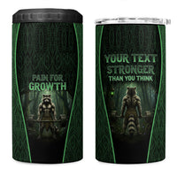 Personalized Muscular Raccoon Weightlifting 4 in 1 Can Cooler Tumbler Pain For Growth Dark Fantasy Gym Graphic